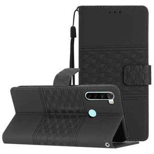For Xiaomi Redmi Note 8T Diamond Embossed Skin Feel Leather Phone Case with Lanyard(Black)