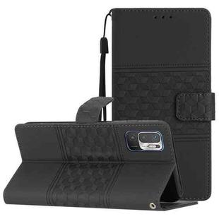 For Xiaomi Redmi Note 10 5G Diamond Embossed Skin Feel Leather Phone Case with Lanyard(Black)