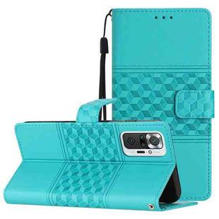 For Xiaomi Redmi Note 10 Pro / 10 Pro Max Diamond Embossed Skin Feel Leather Phone Case with Lanyard(Blue)