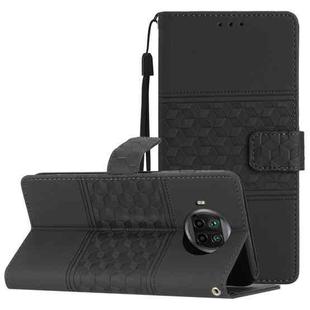For Xiaomi Mi 10T Lite Diamond Embossed Skin Feel Leather Phone Case with Lanyard(Black)