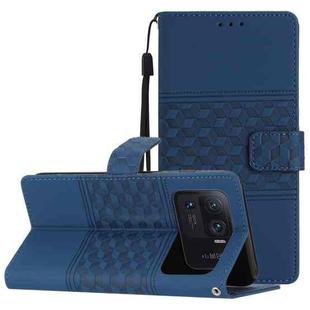 For Xiaomi Mi 11 Ultra Diamond Embossed Skin Feel Leather Phone Case with Lanyard(Dark Blue)