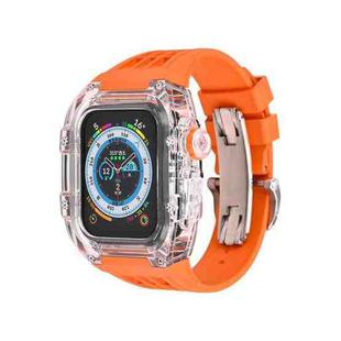 Fluorine Rubber Clear Watch Band Case For Apple Watch Series 8&7 45mm/SE 2&6&SE&5&4 44mm(Orange)