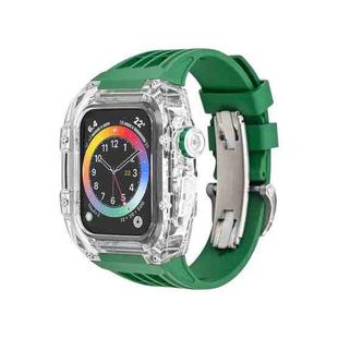 Fluorine Rubber Clear Watch Band Case For Apple Watch Series 8&7 45mm/SE 2&6&SE&5&4 44mm(Green)