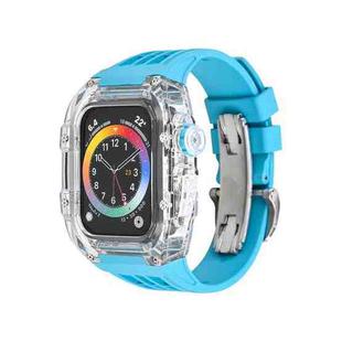 Fluorine Rubber Clear Watch Band Case For Apple Watch Series 8&7 45mm/SE 2&6&SE&5&4 44mm(Blue)