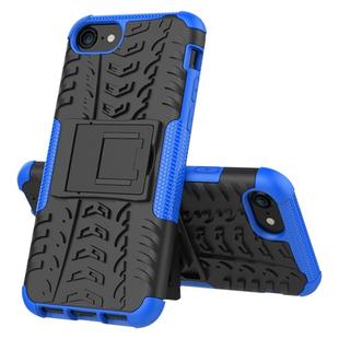 For iPhone SE 2022 / SE 2020 Tire Texture Shockproof TPU+PC Protective Case with Holder(Blue)