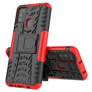 For Galaxy M30s Tire Texture Shockproof TPU+PC Protective Case with Holder(Red)