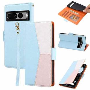 For Google Pixel 7 5G Litchi Texture Color Matching Leather Phone Case(Blue)