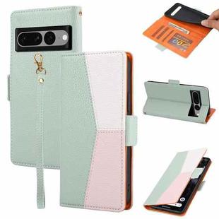 For Google Pixel 7 Pro 5G Litchi Texture Color Matching Leather Phone Case(Green)