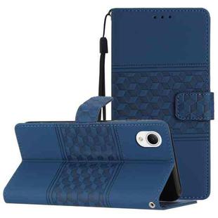 For Samsung Galaxy A23e / A23s Diamond Embossed Skin Feel Leather Phone Case with Lanyard(Dark Blue)