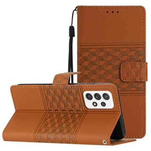 For Samsung Galaxy A32 4G Diamond Embossed Skin Feel Leather Phone Case with Lanyard(Brown)