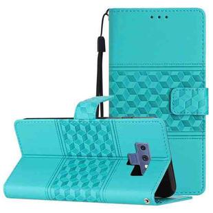For Samsung Galaxy Note9 Diamond Embossed Skin Feel Leather Phone Case with Lanyard(Blue)