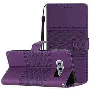 For Samsung Galaxy S10E Diamond Embossed Skin Feel Leather Phone Case with Lanyard(Purple)