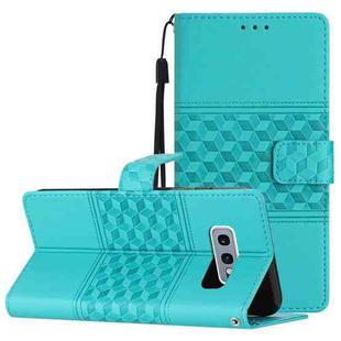 For Samsung Galaxy S10E Diamond Embossed Skin Feel Leather Phone Case with Lanyard(Blue)