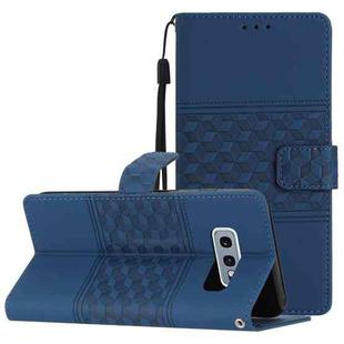 For Samsung Galaxy S10E Diamond Embossed Skin Feel Leather Phone Case with Lanyard(Dark Blue)