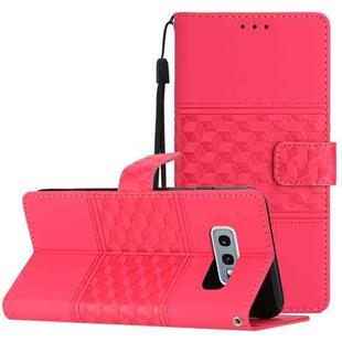 For Samsung Galaxy S10E Diamond Embossed Skin Feel Leather Phone Case with Lanyard(Red)