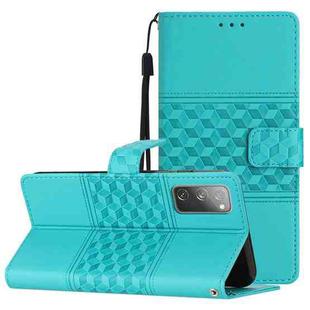 For Samsung Galaxy S20 FE Diamond Embossed Skin Feel Leather Phone Case with Lanyard(Blue)