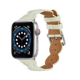 Genuine Leather Breathable Watch Band For Apple Watch Series 8&7 41mm / SE 2&6&SE&5&4 40mm / 3&2&1 38mm(White)