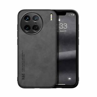 For vivo X90 Pro Skin Feel Magnetic Leather Back Phone Case(Dark Grey)
