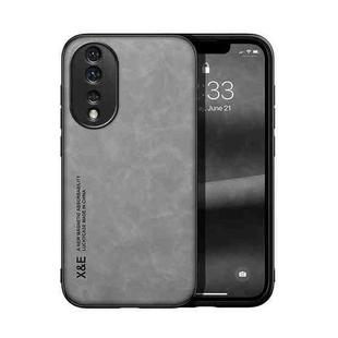 For Honor 80 Skin Feel Magnetic Leather Back Phone Case(Light Grey)