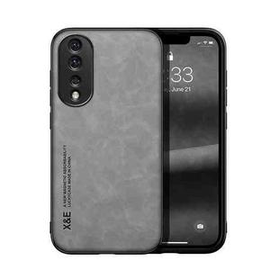 For Honor 80 Pro Skin Feel Magnetic Leather Back Phone Case(Light Grey)