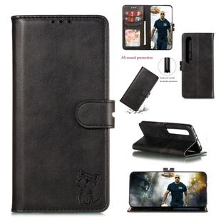 For Xiaomi MI 10 Pro Embossed Happy Cat Pattern Horizontal Flip Leather Case with Holder & Card Slots & Wallet(Black)