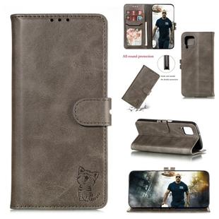 For Huawei P40 Lite Embossed Happy Cat Pattern Horizontal Flip Leather Case with Holder & Card Slots & Wallet(Grey)