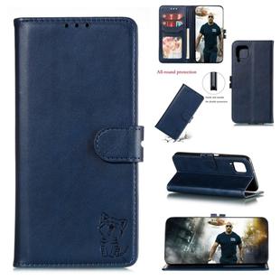 For Huawei P40 Lite Embossed Happy Cat Pattern Horizontal Flip Leather Case with Holder & Card Slots & Wallet(Blue)