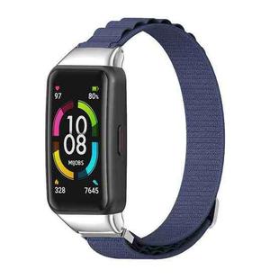 For Huawei Band 6 / Honor Band 6 MIJOBS Nylon Breathable Watch Band(Midnight Blue Silver)