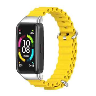 For Huawei Band 6 / Honor Band 6 / 7 MIJOBS CS Marine Silicone Breathable Watch Band(Yellow Silver)