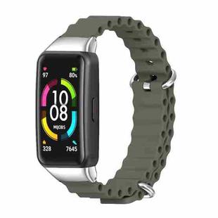 For Huawei Band 6 / Honor Band 6 / 7 MIJOBS CS Marine Silicone Breathable Watch Band(Khaki Green Silver)