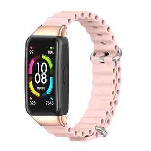 For Huawei Band 6 / Honor Band 6 / 7 MIJOBS CS Marine Silicone Breathable Watch Band(Pink Rose Gold)