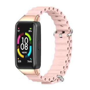 For Huawei Band 7 / 7 NFC MIJOBS CS Marine Silicone Breathable Watch Band(Pink Rose Gold)