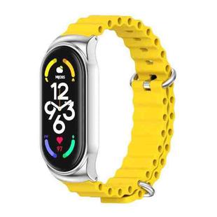 For Xiaomi Mi Band 6 / 5 / 4 / 3 MIJOBS CS Marine Silicone Breathable Watch Band(Yellow Silver)