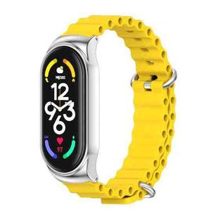 For Xiaomi Mi Band 7 / 7 NFC MIJOBS CS Marine Silicone Breathable Watch Band(Yellow Silver)