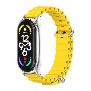 For Xiaomi Mi Band 6 / 5 / 4 / 3 MIJOBS PLUS Marine Silicone Breathable Watch Band(Yellow Silver)