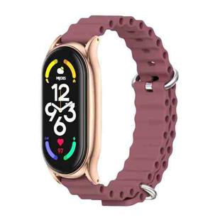 For Xiaomi Mi Band 6 / 5 / 4 / 3 MIJOBS PLUS Marine Silicone Breathable Watch Band(Wine Red Rose Gold)