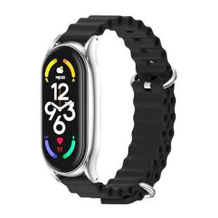 For Xiaomi Mi Band 7 / 7 NFC MIJOBS PLUS Marine Silicone Breathable Watch Band(Black Silver)
