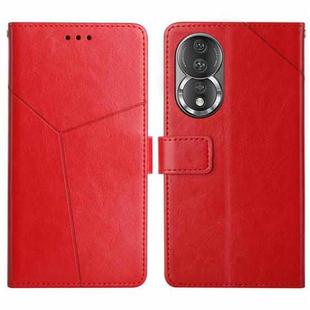 For Honor 80 HT01 Y-shaped Pattern Flip Leather Phone Case(Red)