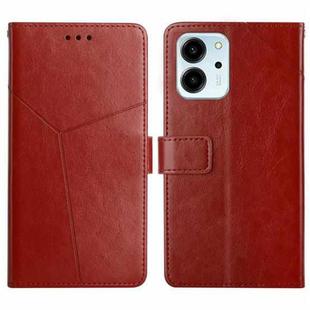 For Honor 80 SE HT01 Y-shaped Pattern Flip Leather Phone Case(Brown)