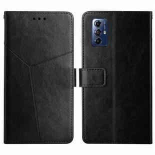 For Motorola Moto G Play 2023 HT01 Y-shaped Pattern Flip Leather Phone Case(Black)