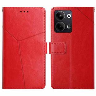 For OPPO Reno9 / Reno9 Pro HT01 Y-shaped Pattern Flip Leather Phone Case(Red)