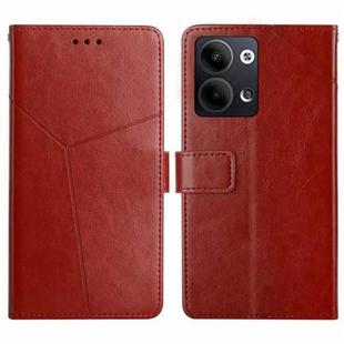 For OPPO Reno9 / Reno9 Pro HT01 Y-shaped Pattern Flip Leather Phone Case(Brown)