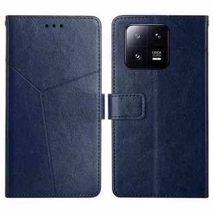 For Xiaomi 13 HT01 Y-shaped Pattern Flip Leather Phone Case(Blue)