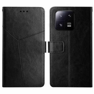 For Xiaomi 13 HT01 Y-shaped Pattern Flip Leather Phone Case(Black)