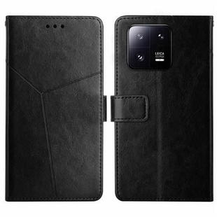 For Xiaomi 13 Pro HT01 Y-shaped Pattern Flip Leather Phone Case(Black)