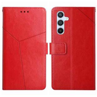 For Samsung Galaxy A34 5G HT01 Y-shaped Pattern Flip Leather Phone Case(Red)