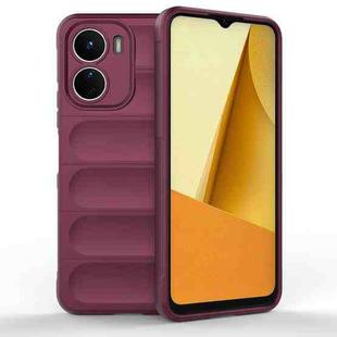 For vivo Y16 4G Global Magic Shield TPU + Flannel Phone Case(Wine Red)