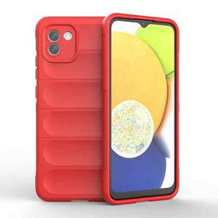 For Samsung Galaxy A03 Global Magic Shield TPU + Flannel Phone Case(Red)