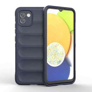 For Samsung Galaxy A03 Global Magic Shield TPU + Flannel Phone Case(Dark Blue)