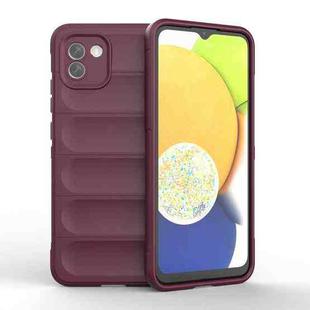 For Samsung Galaxy A03 Global Magic Shield TPU + Flannel Phone Case(Wine Red)